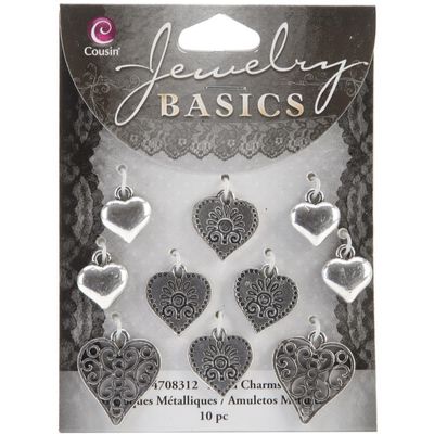 CousinDIY Silver Heart Metal Charms