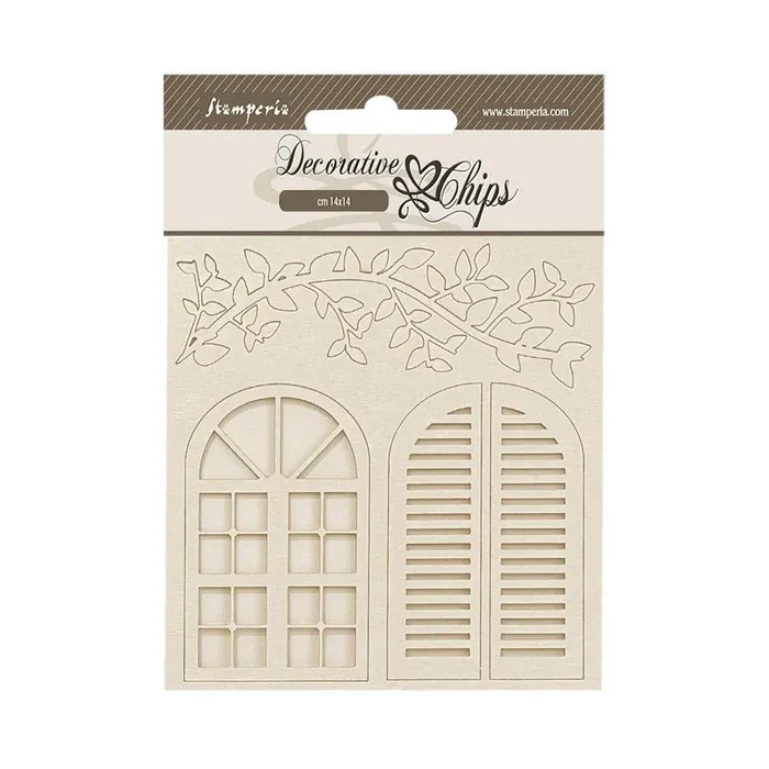 STAMPERIA Decorative Chips 5.5&quot;x5.5&quot; Golden Harmony Windows