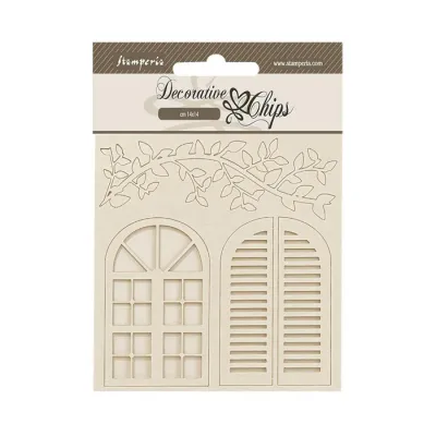STAMPERIA Decorative Chips 5.5&quot;x5.5&quot; Golden Harmony Windows