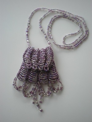 Knitted Bead Purse Necklace with Flap