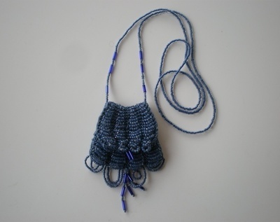 Knitted Bead Purse Necklace with Flap