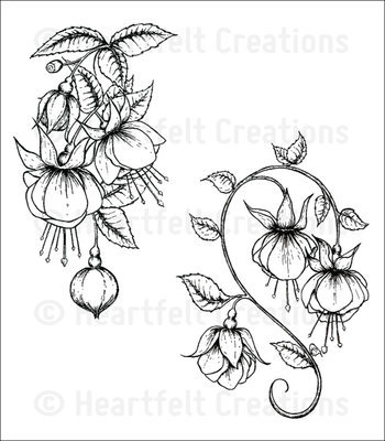 Fuchsia Clusters Cling Stamp set