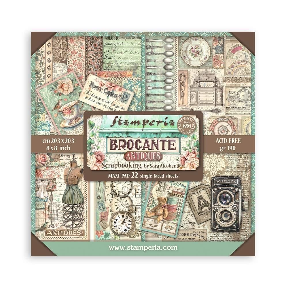 STAMPERIA BROCANTE ANTIQUES  8x8 Single-sided Maxi Paper Pad