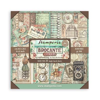 STAMPERIA BROCANTE ANTIQUES  8x8 Single-sided Maxi Paper Pad