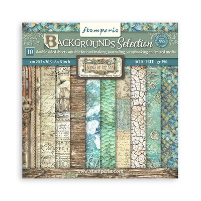 STAMPERIA BACKGROUNDS SONGS OF THE SEA 8x8 Paper Set