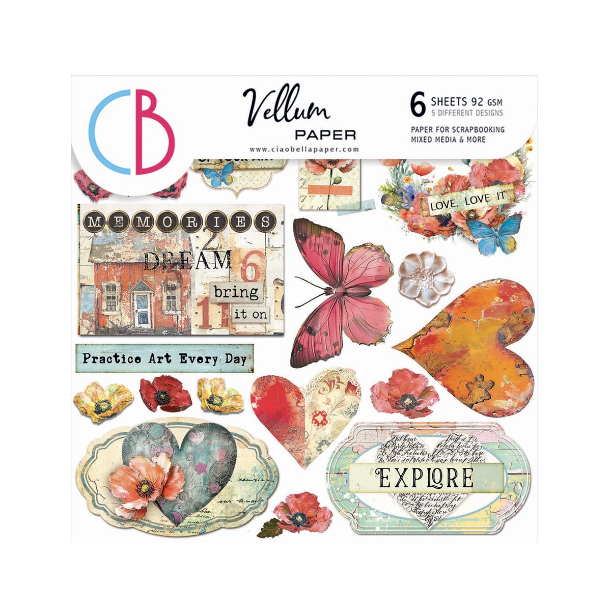 Ciao Bella MAJESTIC DREAM VELLUM FUSSY CUT SHEETS 6x6 6 Pkg
