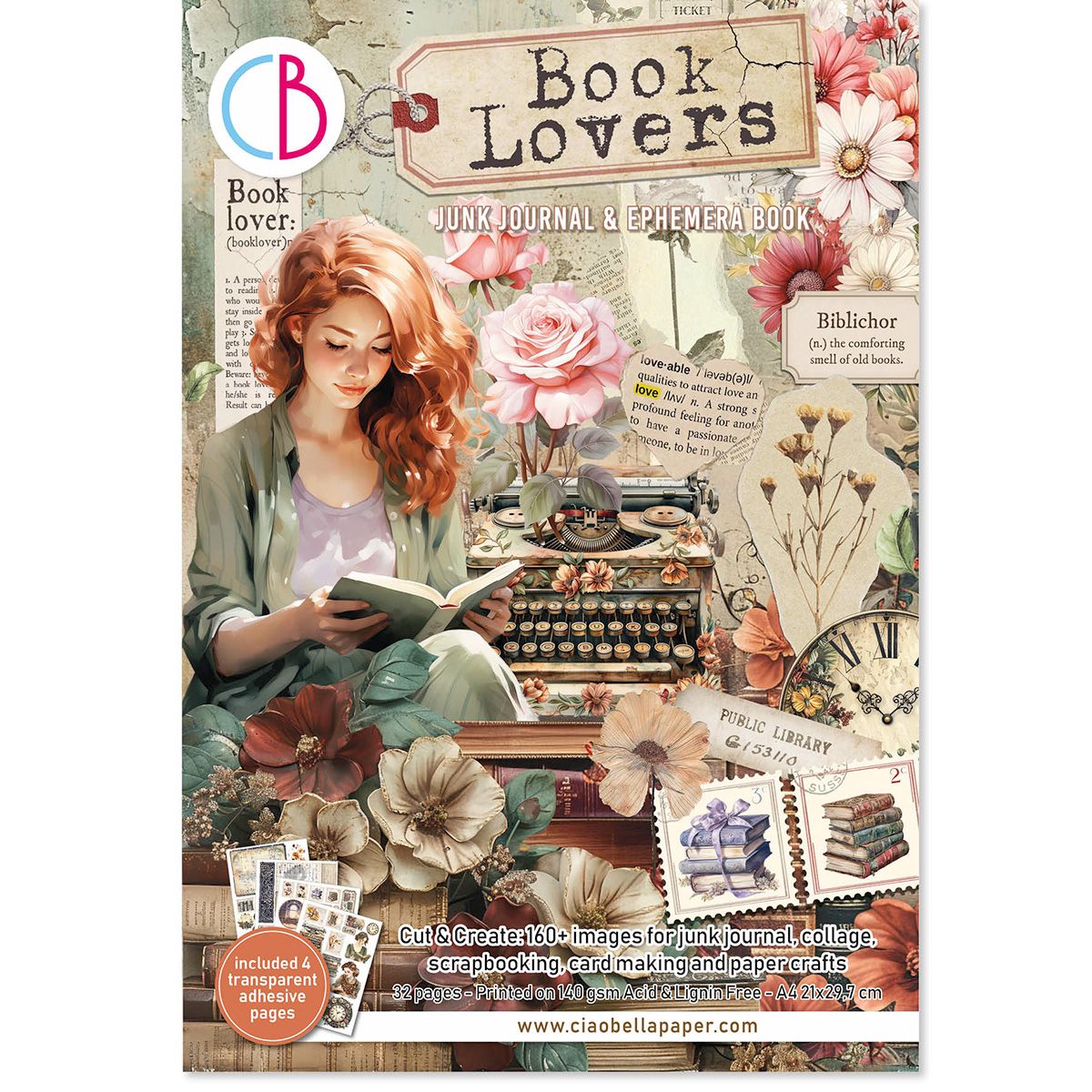 Ciao Bella BOOK LOVERS A4 JUNK JOURNAL &amp; EPHEMERA BOOK