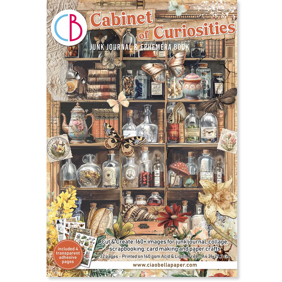 Ciao Bella CABINET OF CURIOSITIES  A4 JUNK JOURNAL &amp; EPHEMERA BOOK