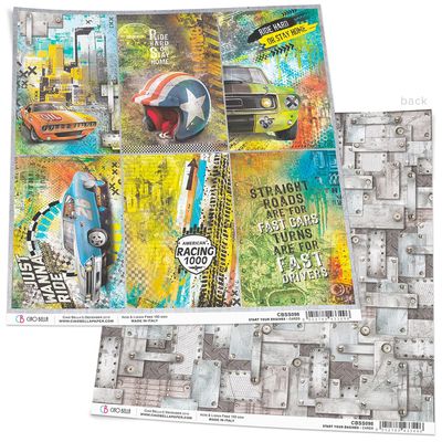 Ciao Bella START YOUR ENGINES Single Paper Sheet 12x12