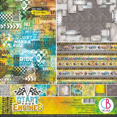 Ciao Bella START YOUR ENGINES PATTERNS 12x12 Paper Set