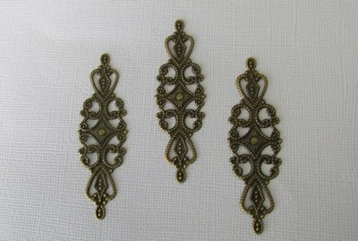 Antique Bronze Filigree x 3