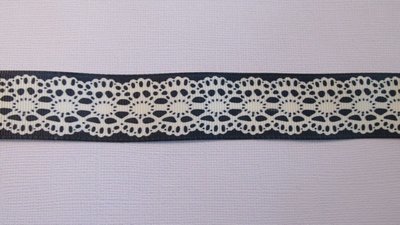 Navy with Cream Lace Print - 25mm
