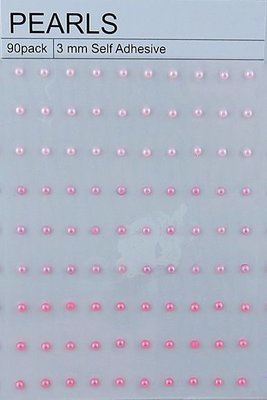 90 Mixed Pink Self Adhesive Pearls 3mm