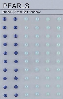 60 Mixed Blue/Aqua Self Adhesive Pearls 5mm