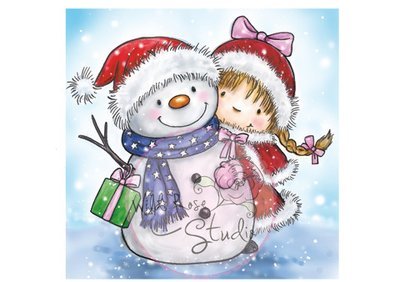 Girl and Snowman Clear Stamp