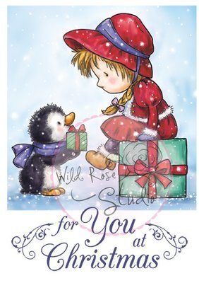 Girl and Penguin Clear Stamp
