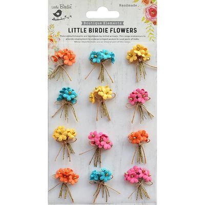 LITTLE BIRDIE PAPER FLOWERS 12 PACK - VIVID PALETTE