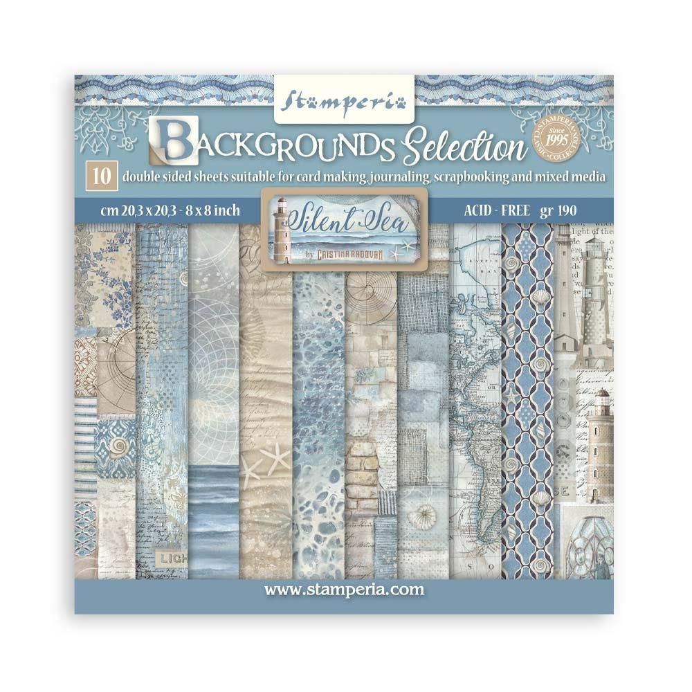 STAMPERIA SILENT SEA BACKGROUNDS 8x8 Paper Set