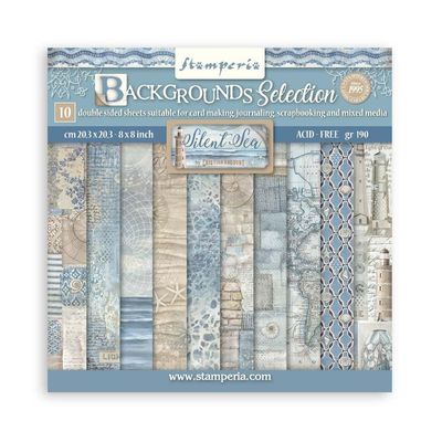 STAMPERIA SILENT SEA BACKGROUNDS 8x8 Paper Set