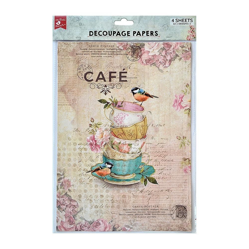 LITLE BIRDIE Birdie Caf A4 Decoupage pack