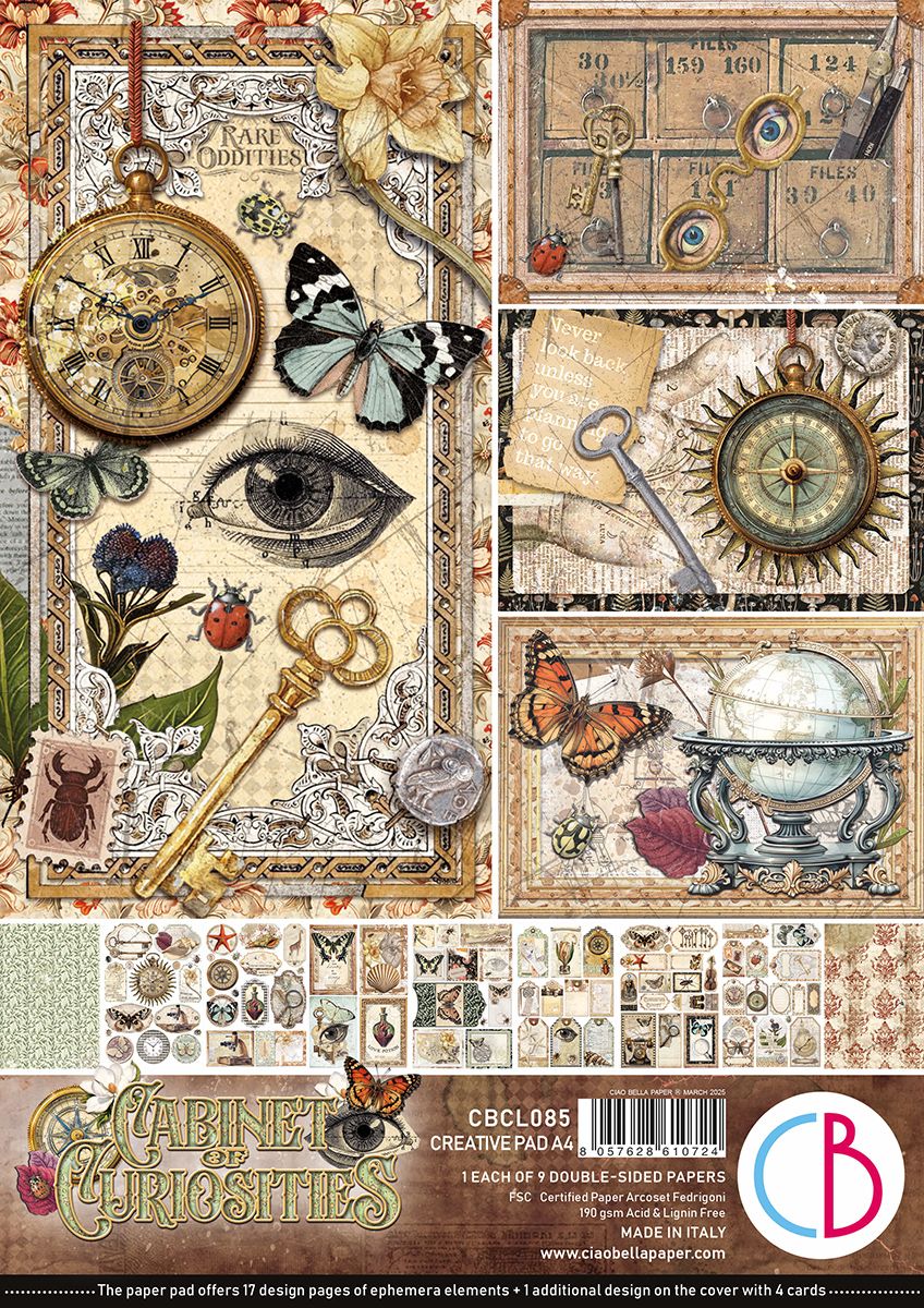 Ciao Bella CABINET OF CURIOSITIES  A4 CREATIVE PAD 9/Pkg