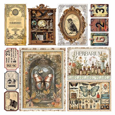 Ciao Bella CABINET OF CURIOSITIES VELLUM FUSSY CUT SHEETS 6x6 6 Pkg