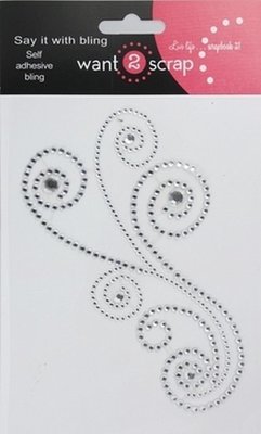 Want to Scrap Maxi Girl Swirls - Silver Rhinestones