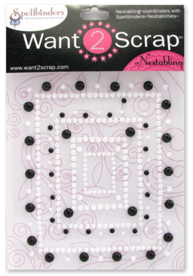 Nestabling Fleur de Lis Rectangles White & Black Pearls