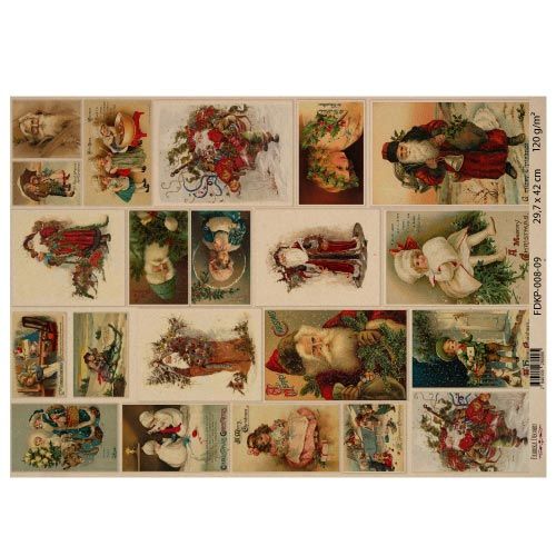 Vintage Christmas 09- One Sided Craft Paper          16.5 x 11.5