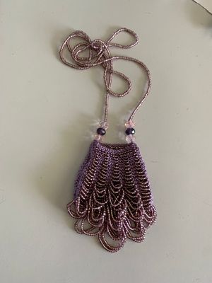 Knitted Bead Purse Necklace