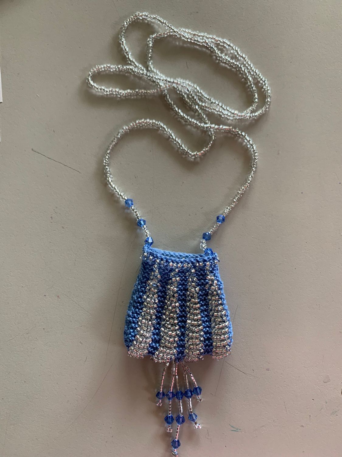 Knitted Bead Purse Necklace