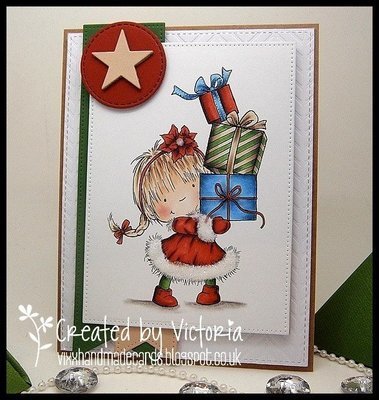 Girl with Xmas Presents Clear Stamp