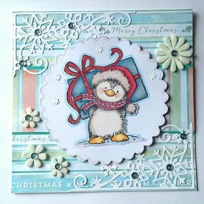 Penguin With Present Clear Stamp
