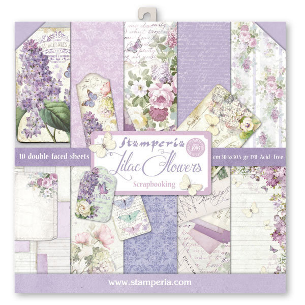 STAMPERIA LILAC FLOWERS 12x12 Paper Set