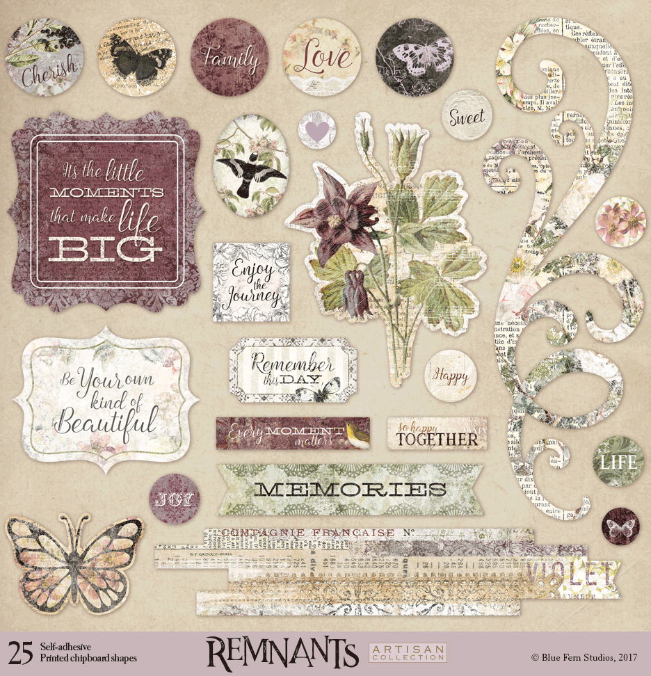 BLUE FERN STUDIOS Remnants - Printed Chipboard Sheet BLUE FERN STUDIOS Remnants - Printed Chipboard Sheet