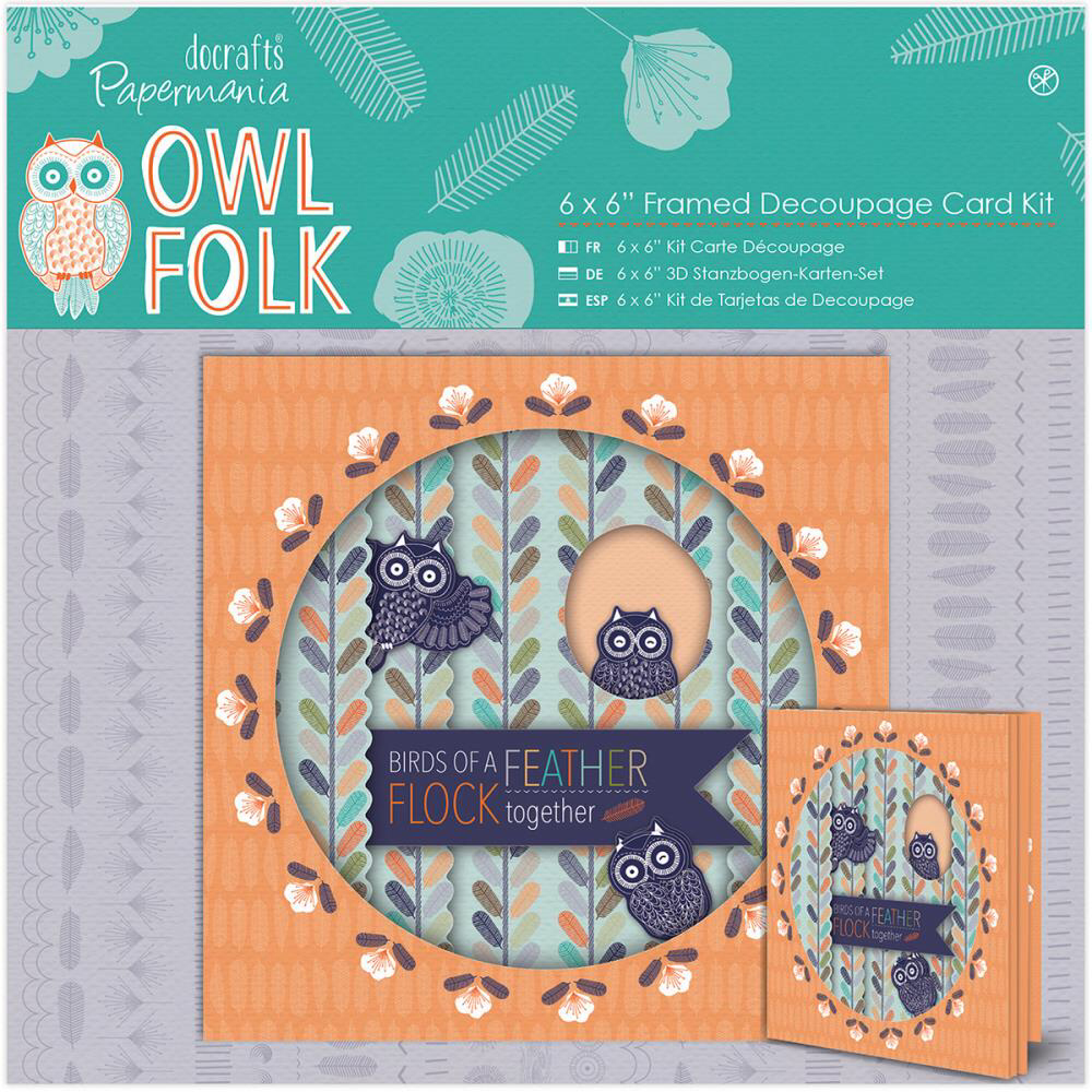 'Owl Folk' 6x6 Framed Decoupage Card Kit