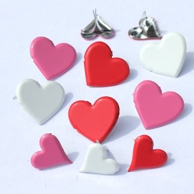 Hearts Brads - Pink, Red & White