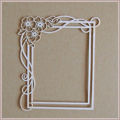 Rectangular Floral Frame Chipboard
