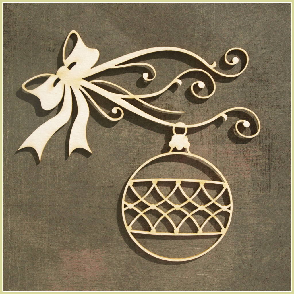 Bauble With Bow Chipboard