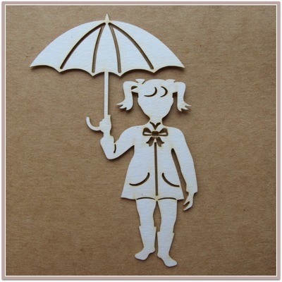 Girl With Umbrella Chipboard