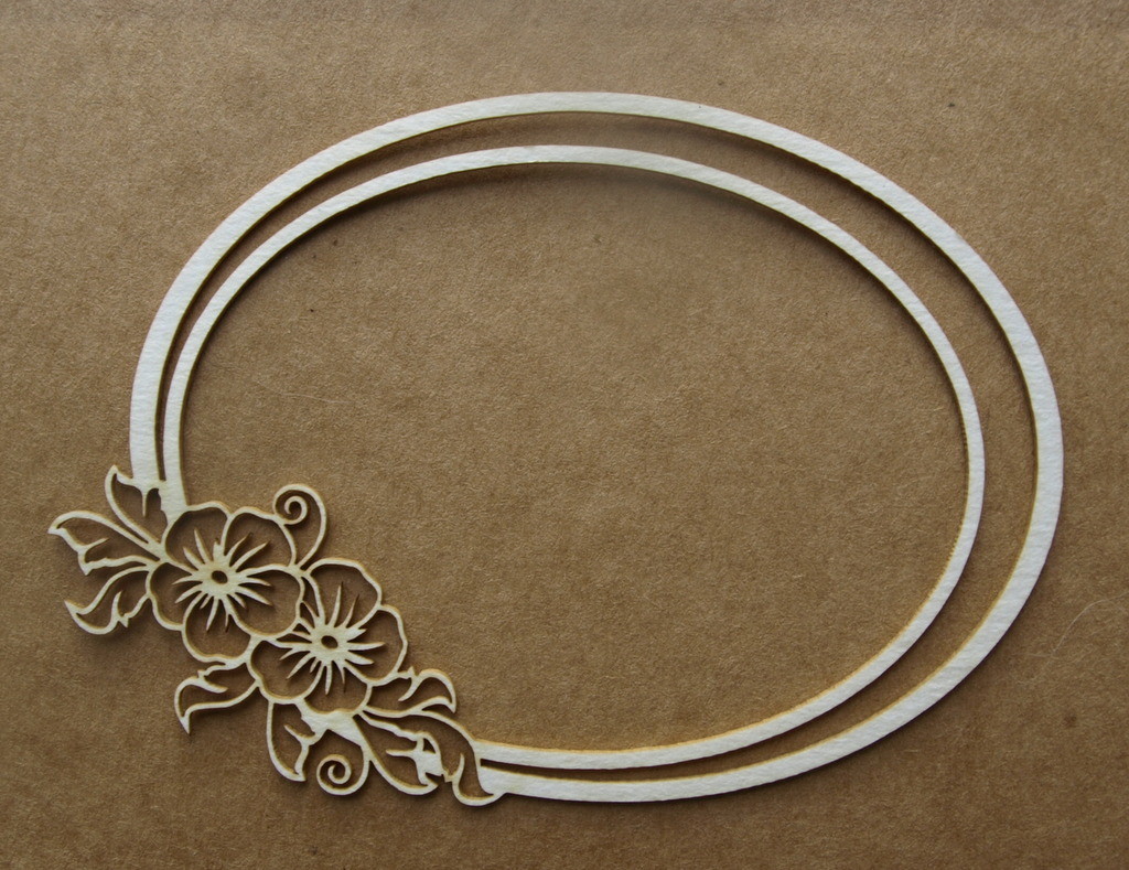 Oval Floral Frame 1 Chipboard