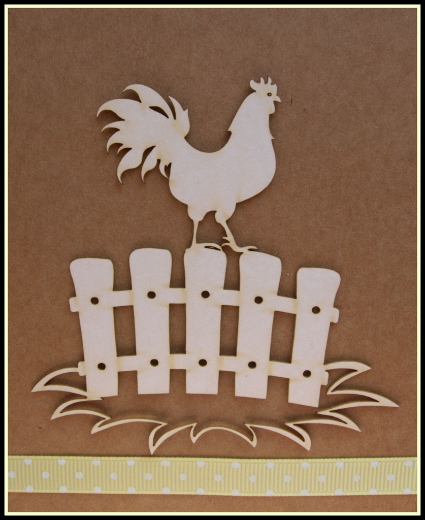 Rooster on a Fence Chipboard