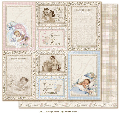 12x12 Vintage Baby Ephemera Cards