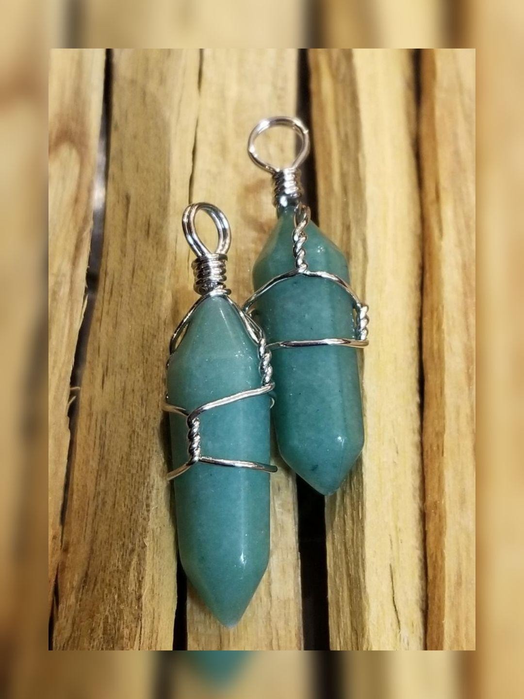 Aventurine gemstone wire wrapped necklace