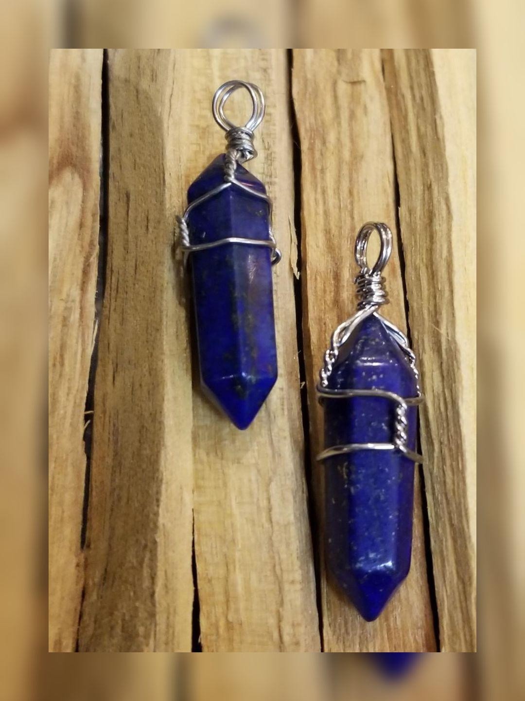Lapis Lazuli gemstone wire wrapped necklace