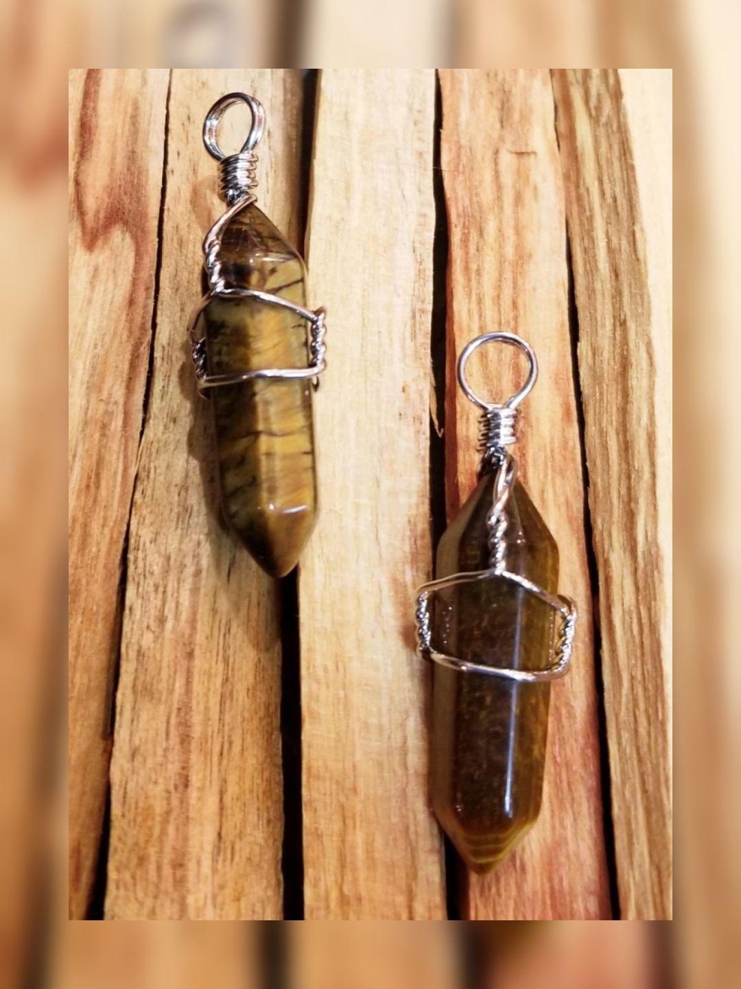 Tiger Eye gemstone wire wrapped necklace