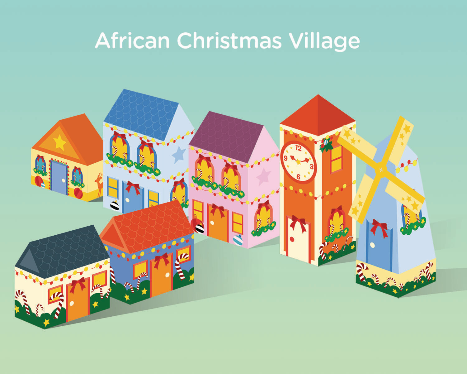 Printable PDF African Village Kit DIY Kwanzaa Village Scene
