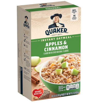 Quaker - Instant Oatmeal - Apple Cinnamon - 8 packs (3-5 Day Lead Time)