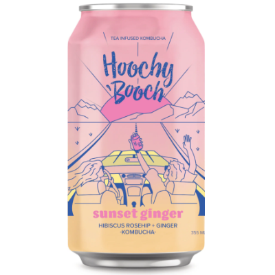 Hoochy Booch - Kombucha - Sunset Ginger - 6x355mL