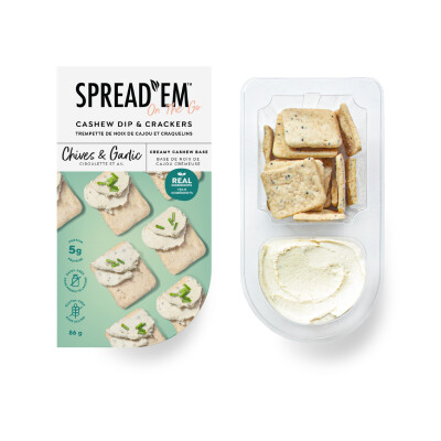 Spread&#39;em - Cashew Cream Cheeze and Crackers - Chives and Garlic - 6x98g